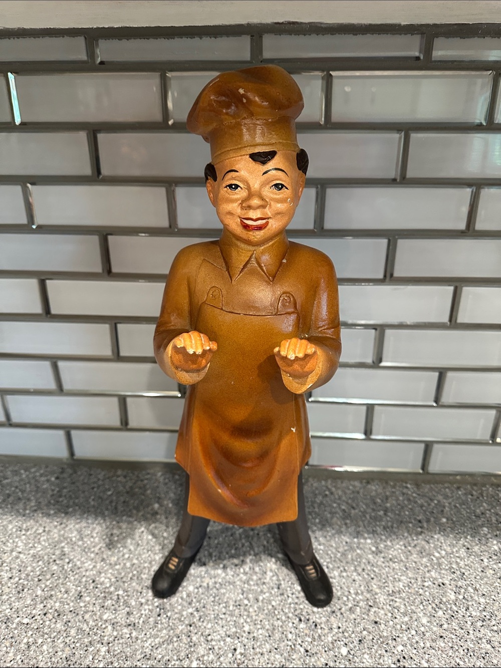 Vintage Chef Figurine in Warm Brown Tones